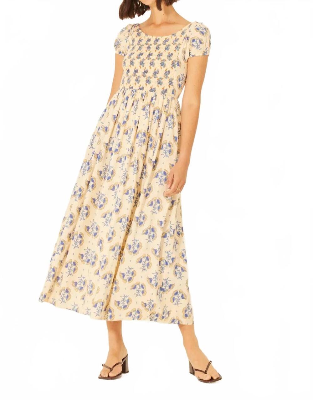 NEW BILA77 enero dress in cream/blue